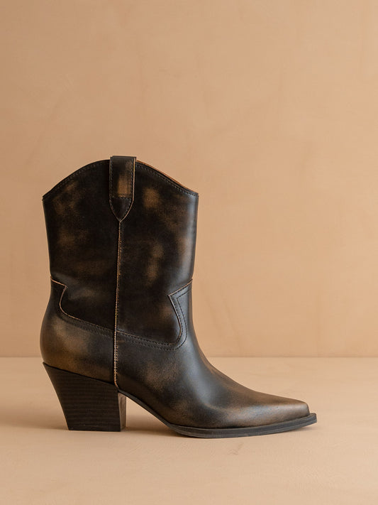 The Ames | Brown Short Cowboy Booties