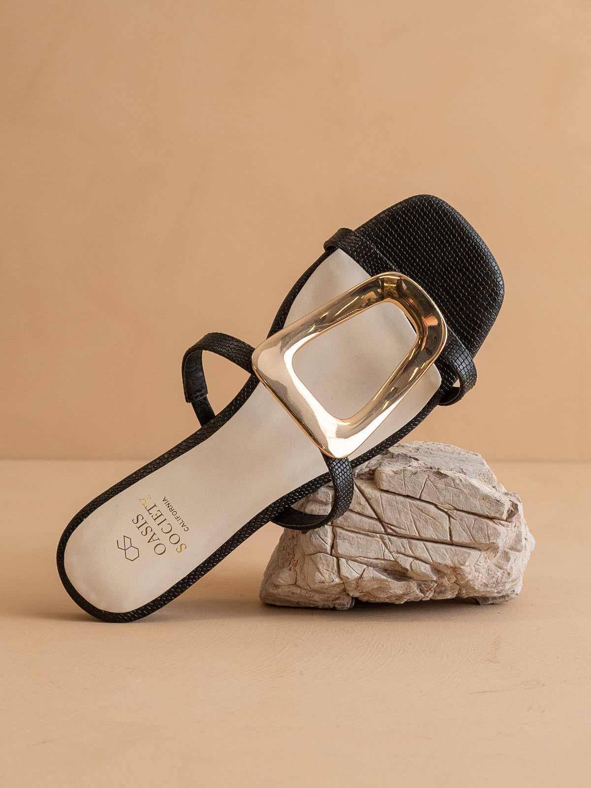 The Amiyah | Black Statement Buckle Sandal