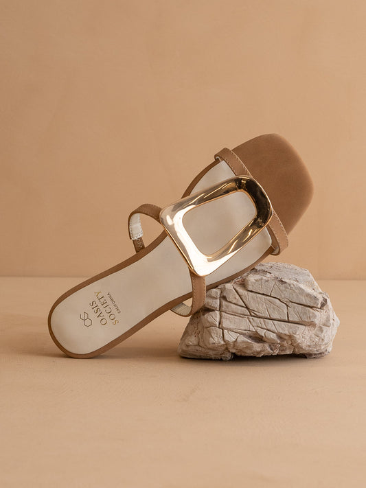 The Amiyah | Camel Statement Buckle Sandal