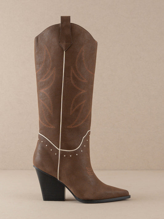 The Ashton | Coffee Cowboy Boot with Flaire