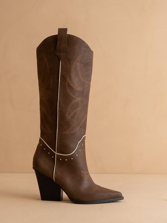 The Ashton | Coffee Cowboy Boot with Flaire