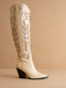 The Bronco | Off WhiteKnee High Embroidered Cowboy Boot