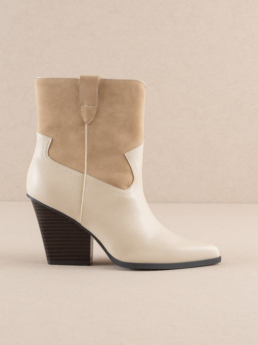 The Brooks | Beige Two Toned Western Bootie