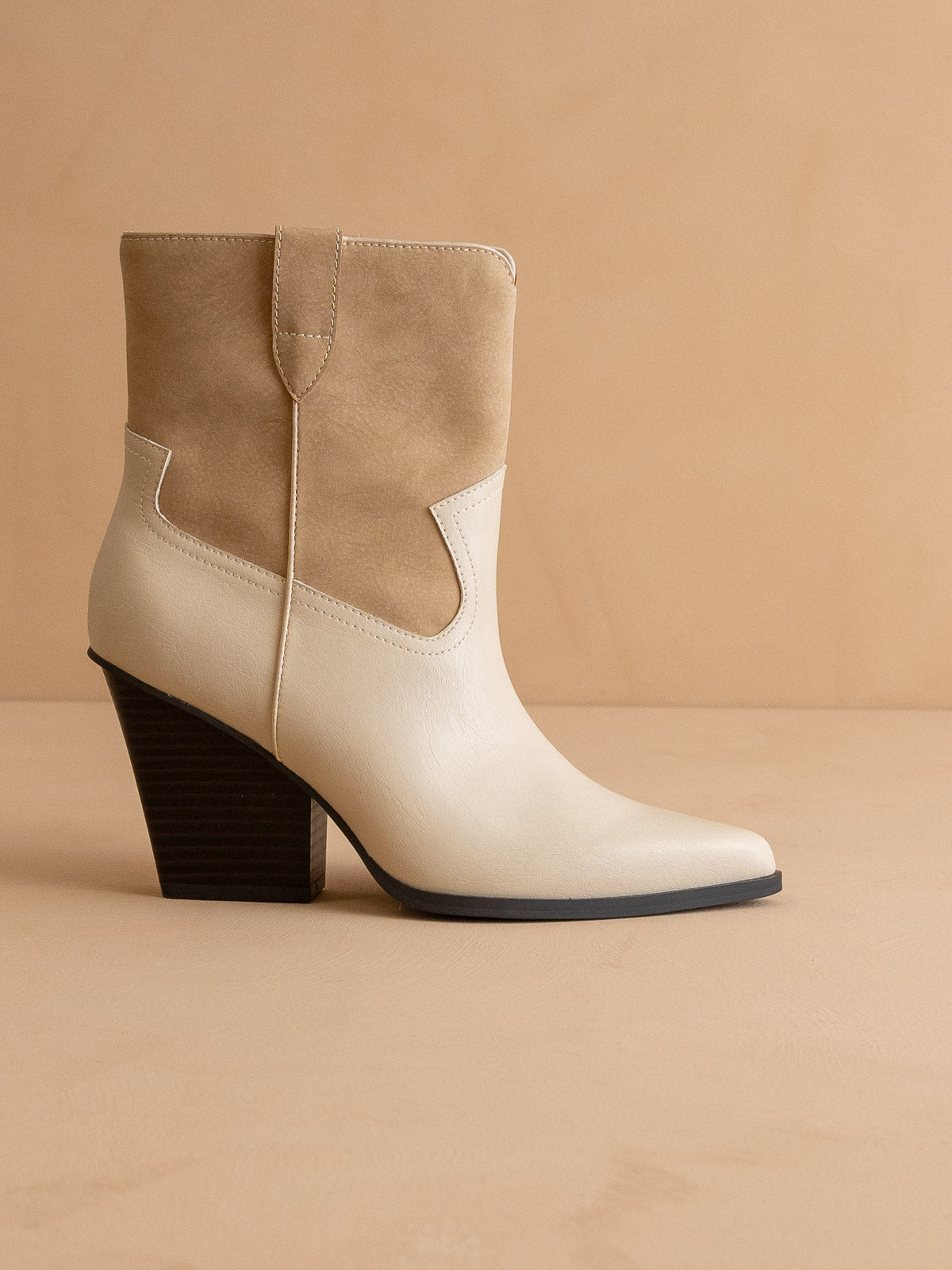 The Brooks | Beige Two Toned Western Bootie