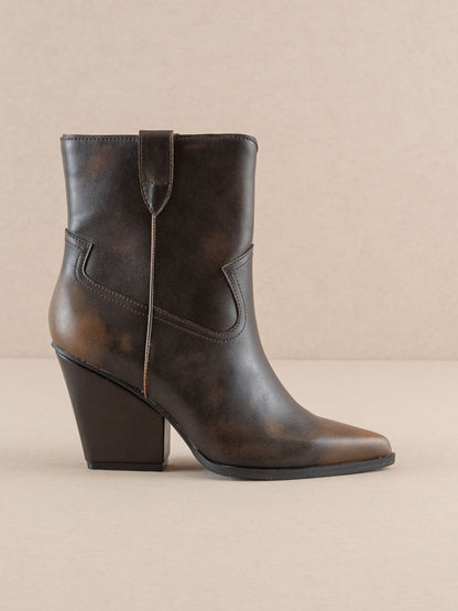 The Brooks | Coffee Two Toned Western Bootie