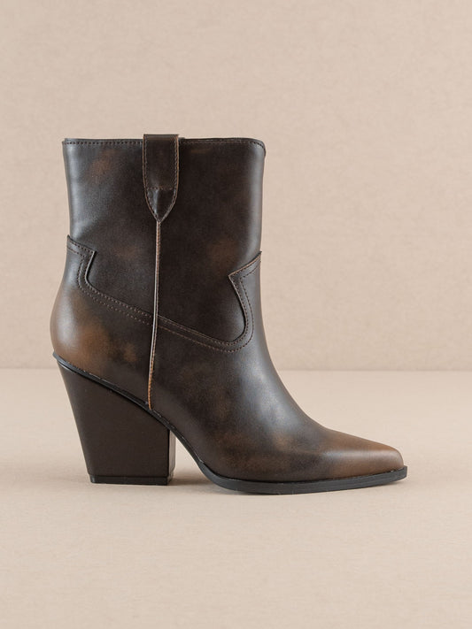 The Brooks | Coffee Two Toned Western Bootie