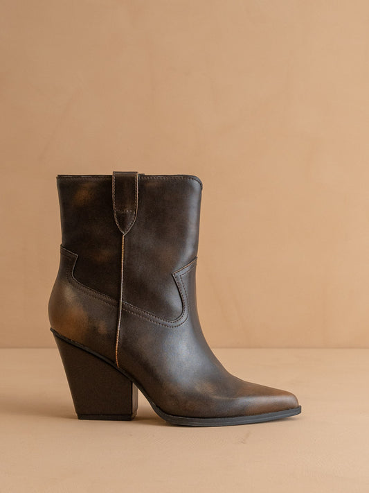 The Brooks | Coffee Two Toned Western Bootie