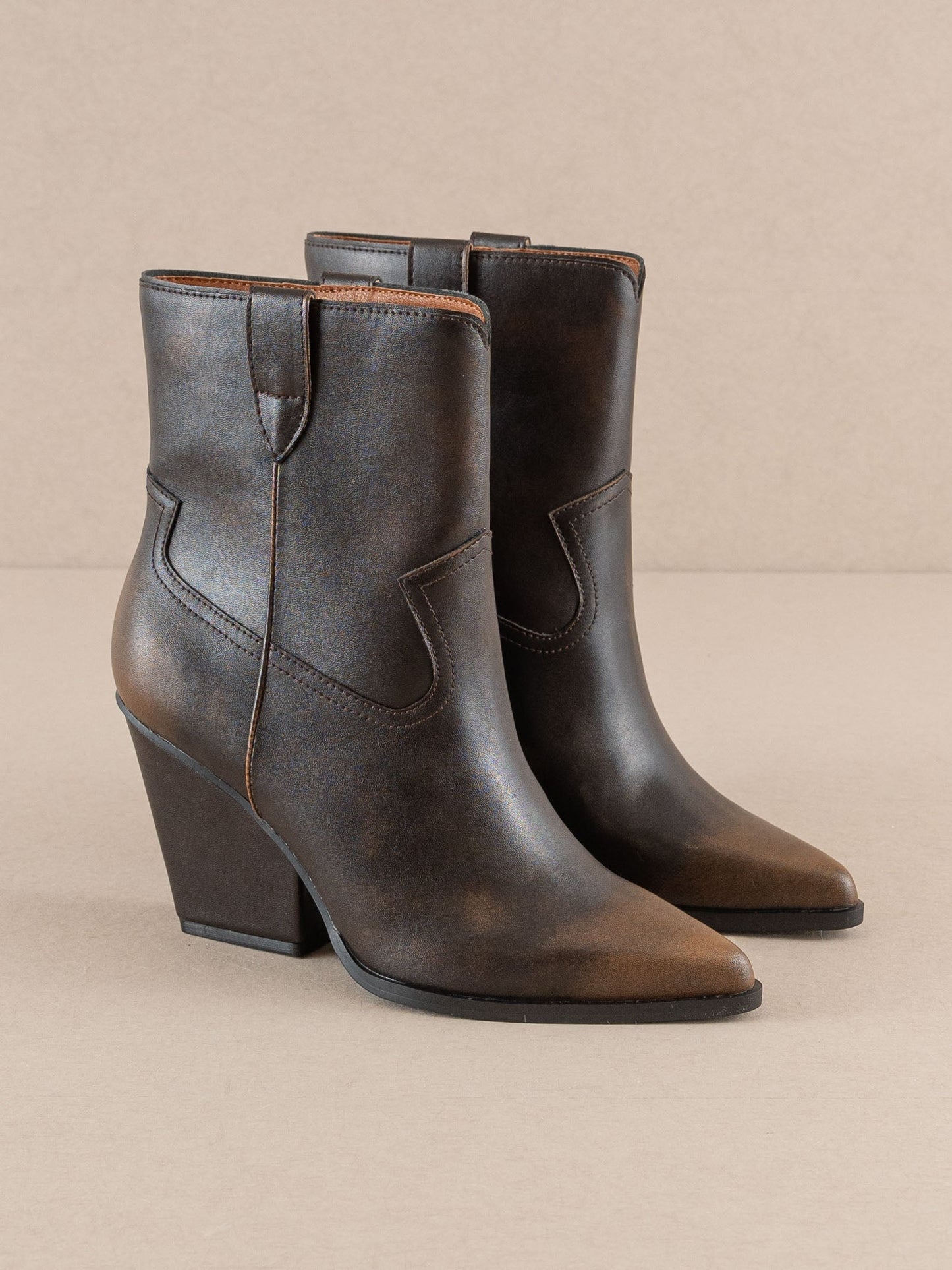 The Brooks | Coffee Two Toned Western Bootie