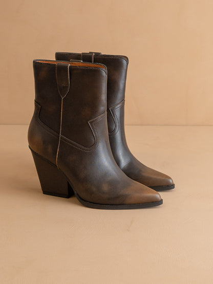 The Brooks | Coffee Two Toned Western Bootie