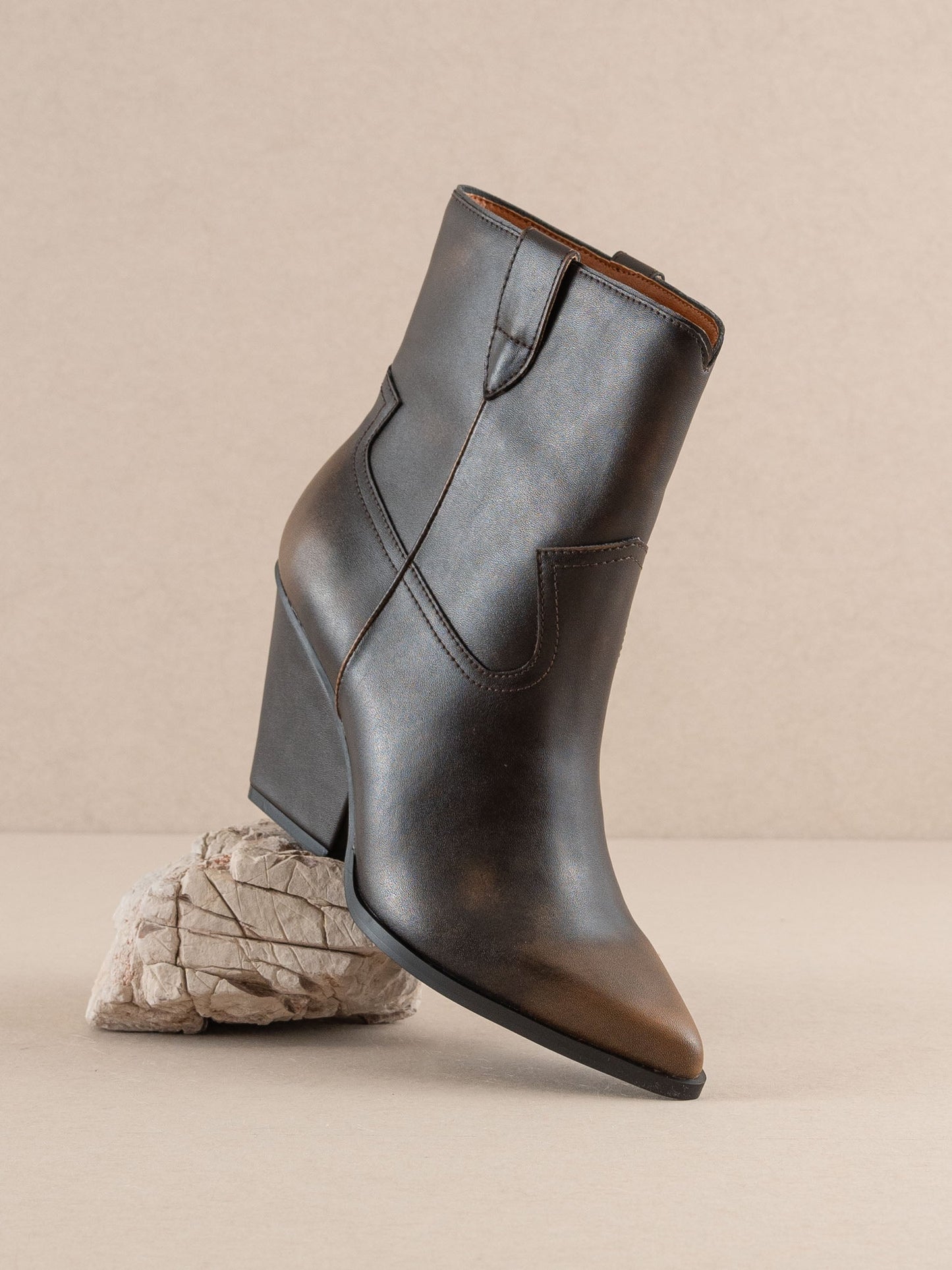 The Brooks | Coffee Two Toned Western Bootie