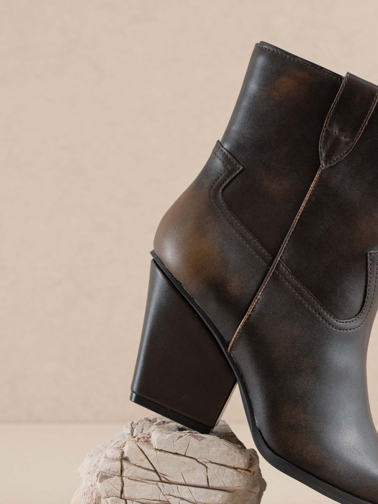 The Brooks | Coffee Two Toned Western Bootie