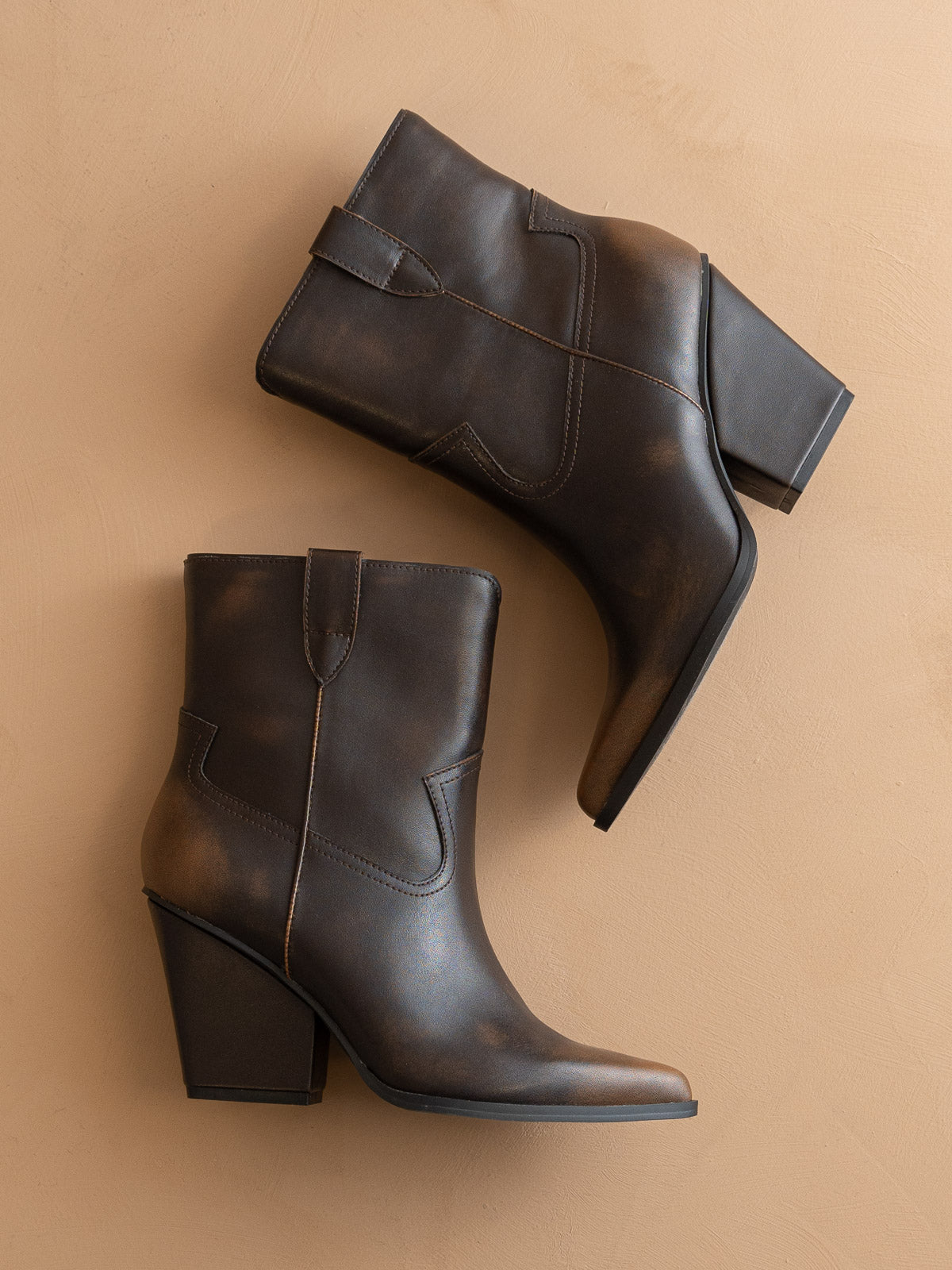 The Brooks | Coffee Two Toned Western Bootie