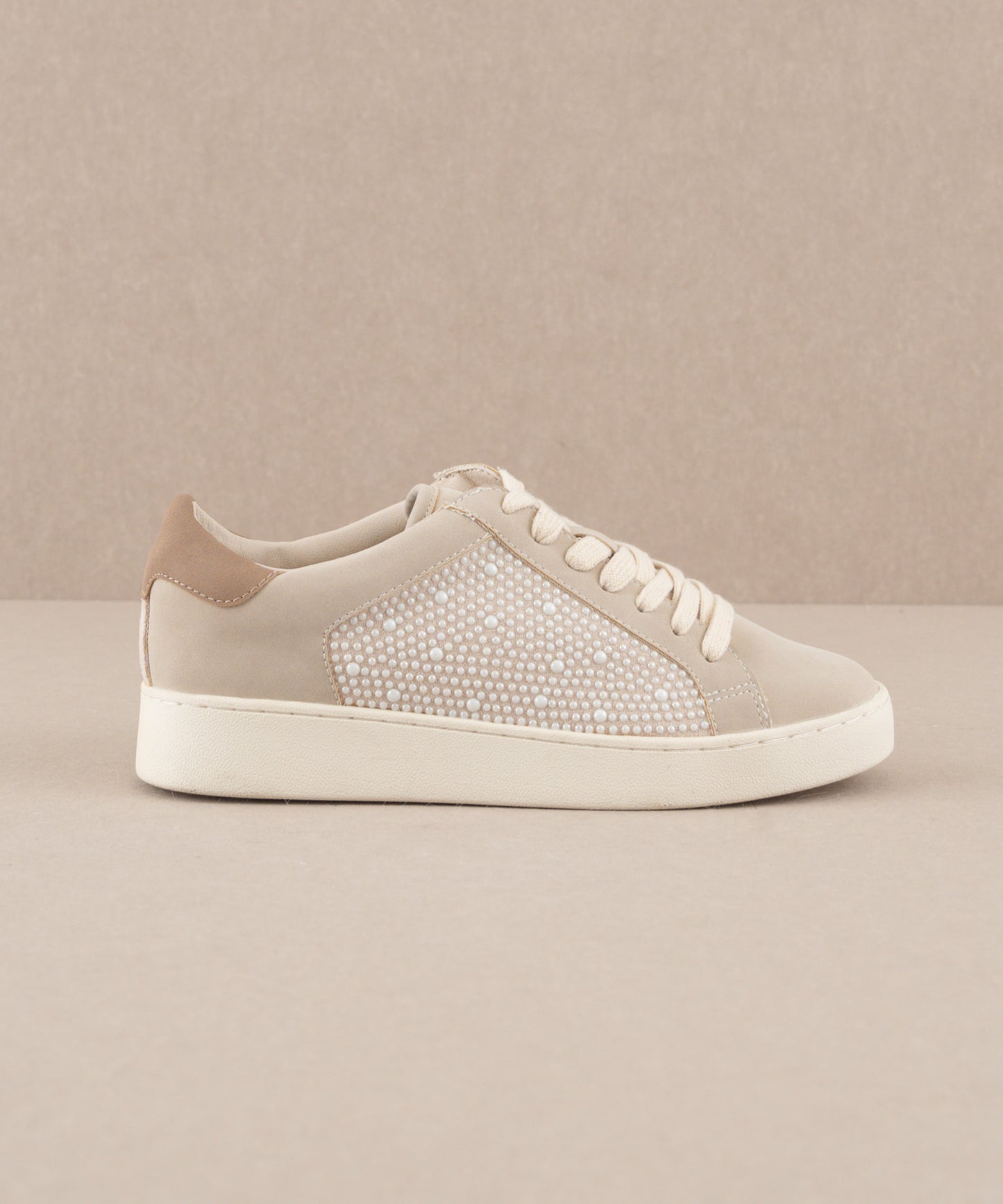 The Berne |  Light Grey Pearl studded paneled sneaker