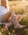 The Brilee | Mauve Floral Tapestry Statement Cowboy Boot