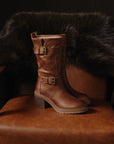 The Kristen | Brown Moto Buckle Boot
