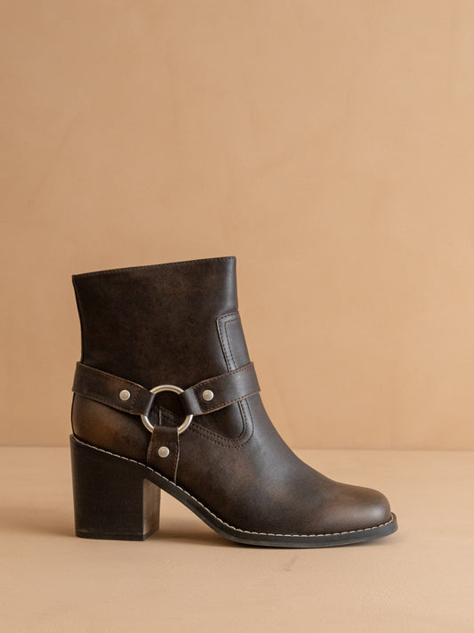 The Cameron | Coffee Heeled Moto Chelsea Boot