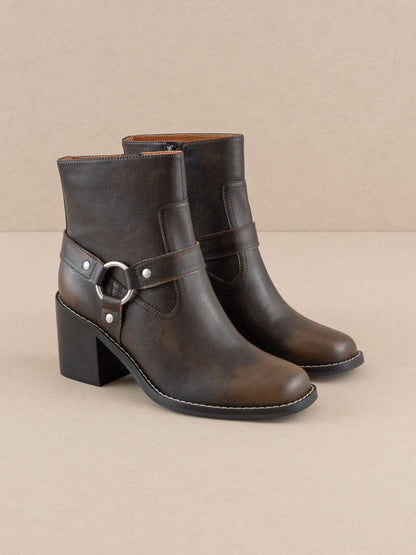 The Cameron | Coffee Heeled Moto Chelsea Boot