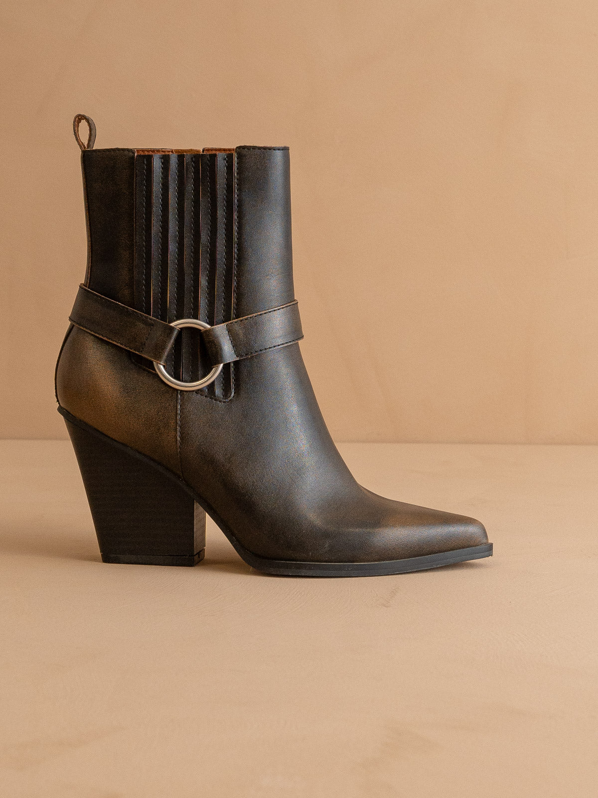 The Carson | Brown Distressed Leather Moto Bootie