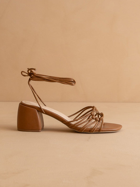 The Celia Brown | Knotted Lace Up Heel