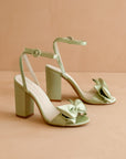 The Celine | Sage Bow Block Heel