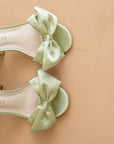 The Celine | Sage Bow Block Heel