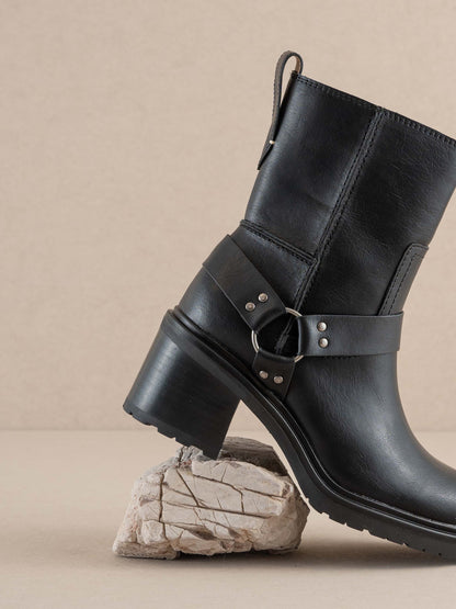 The Clyde | Black Moto Ankle Boot