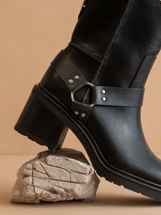 The Clyde | Black Moto Ankle Boot