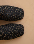 The Demi | Black Tweed Woven Block Heel Ankle Boot