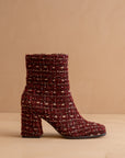 The Demi | Ruby Tweed Woven Block Heel Ankle Boot