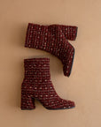 The Demi | Ruby Tweed Woven Block Heel Ankle Boot