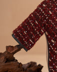 The Demi | Ruby Tweed Woven Block Heel Ankle Boot
