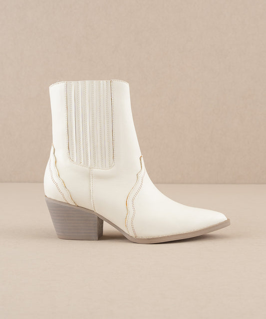 The Dawn - White Paneled Western Bootie - FINAL SALE