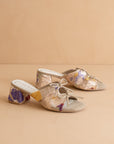 The Emerald | Floral Double Bow Peep Hole Sandal