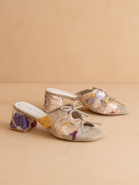 The Emerald | Floral Double Bow Peep Hole Sandal – Oasis Society