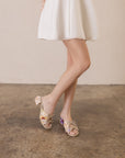 The Emerald | Floral Double Bow Peep Hole Sandal