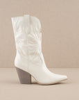 The Emersyn | White Starburst Embroidery Boots