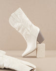 The Emersyn | White Starburst Embroidery Boots