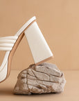 The Faith | White Knotted band platform snake-print block heel *FINAL SALE*