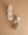 The Feliza | White Floral Raffia Block Heel Bridal Sandal