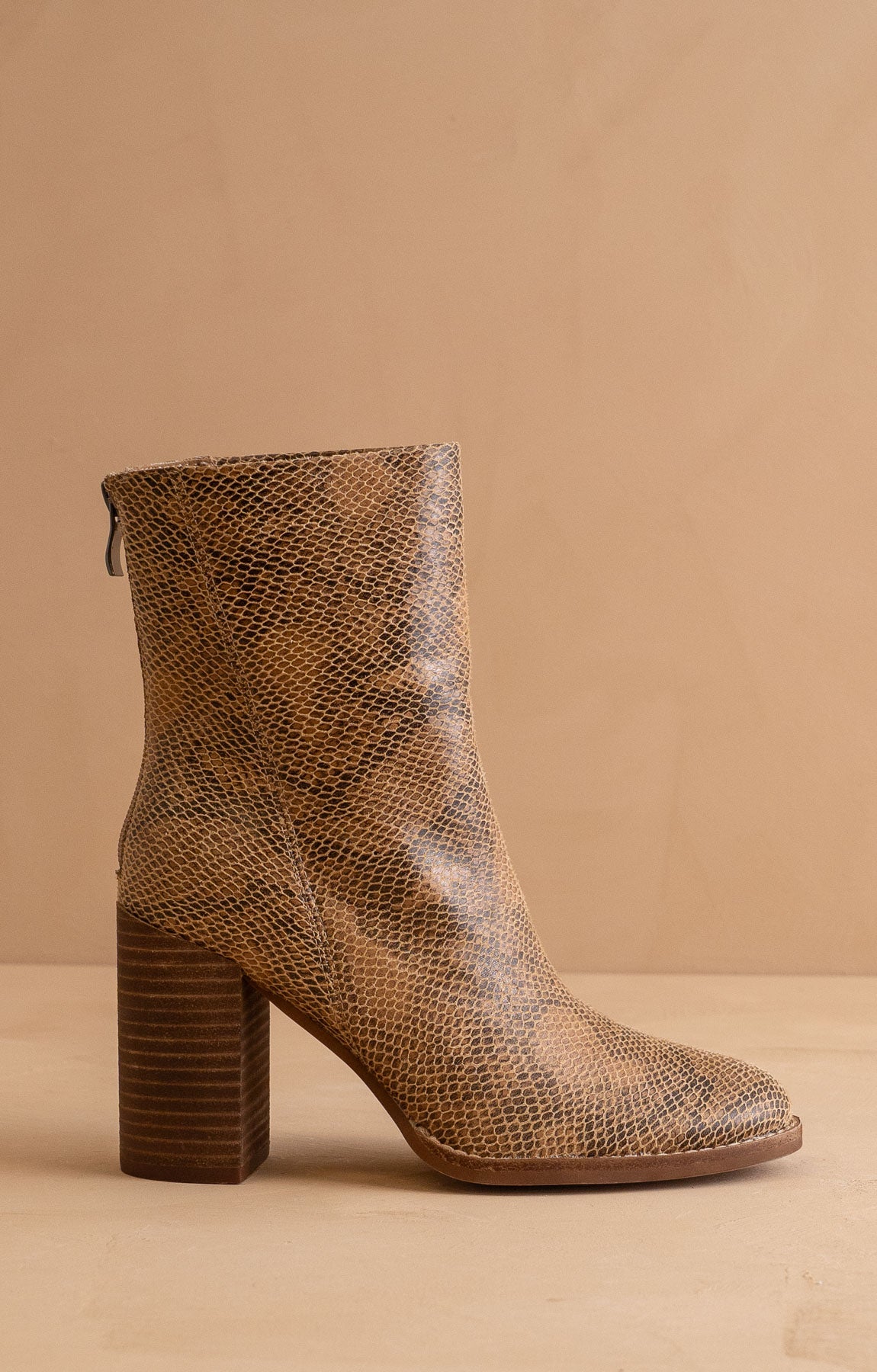 The Maxine | Snakeskin Minimal Suede Heel Bootie