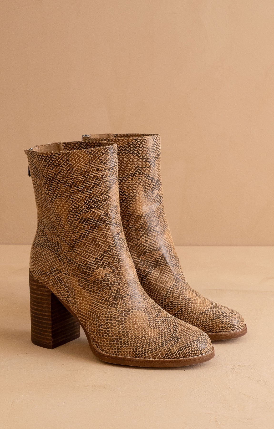 The Maxine | Snakeskin Minimal Suede Heel Bootie