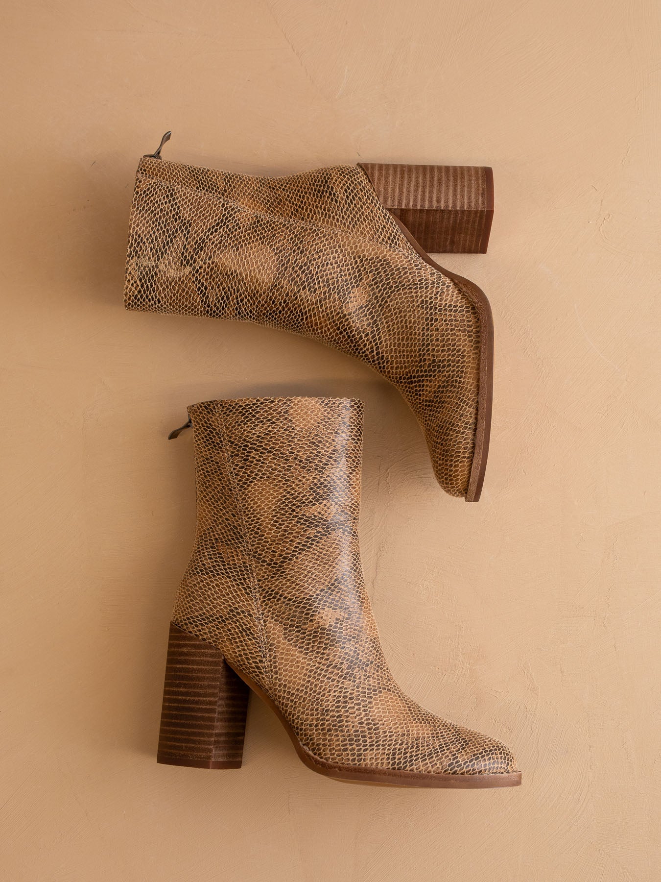 The Maxine | Snakeskin Minimal Suede Heel Bootie