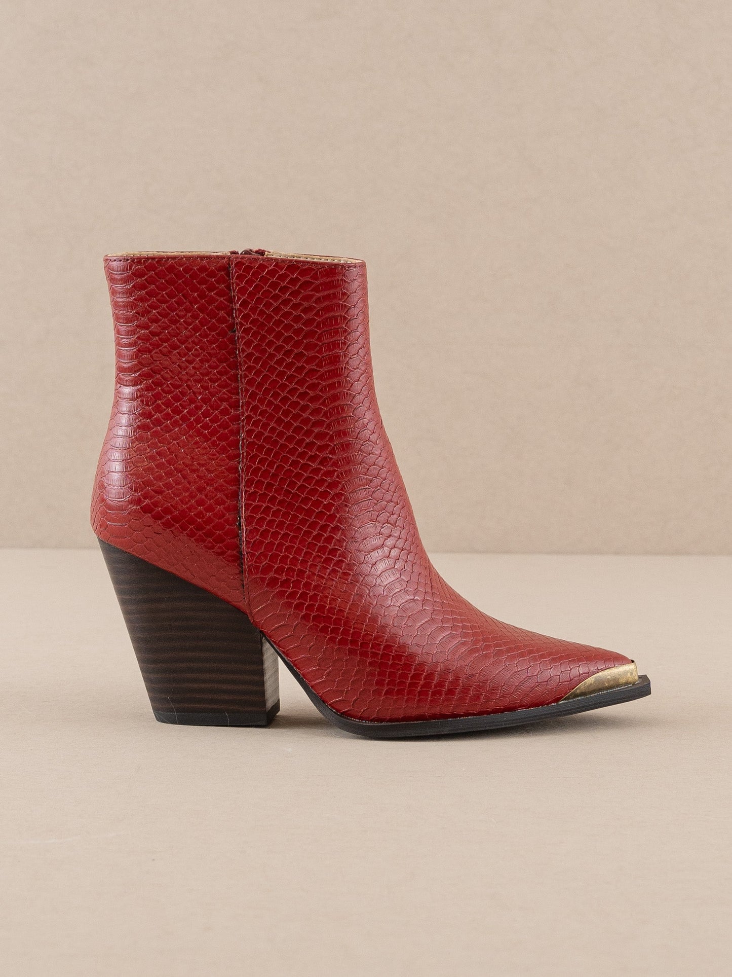 The Frankie | Red Pointed Toe Cap Bootie