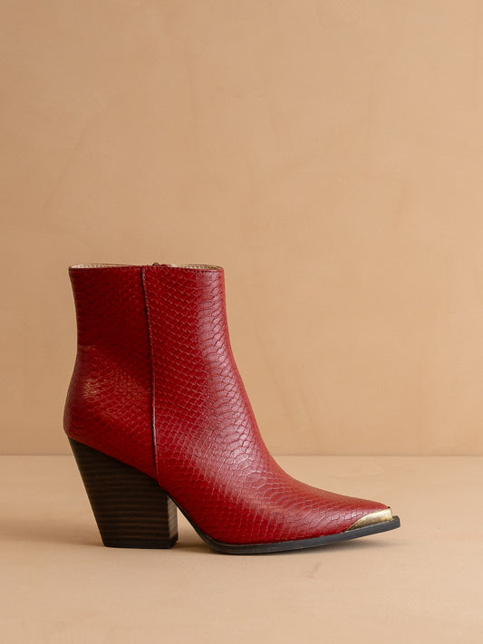 The Frankie | Red Pointed Toe Cap Bootie