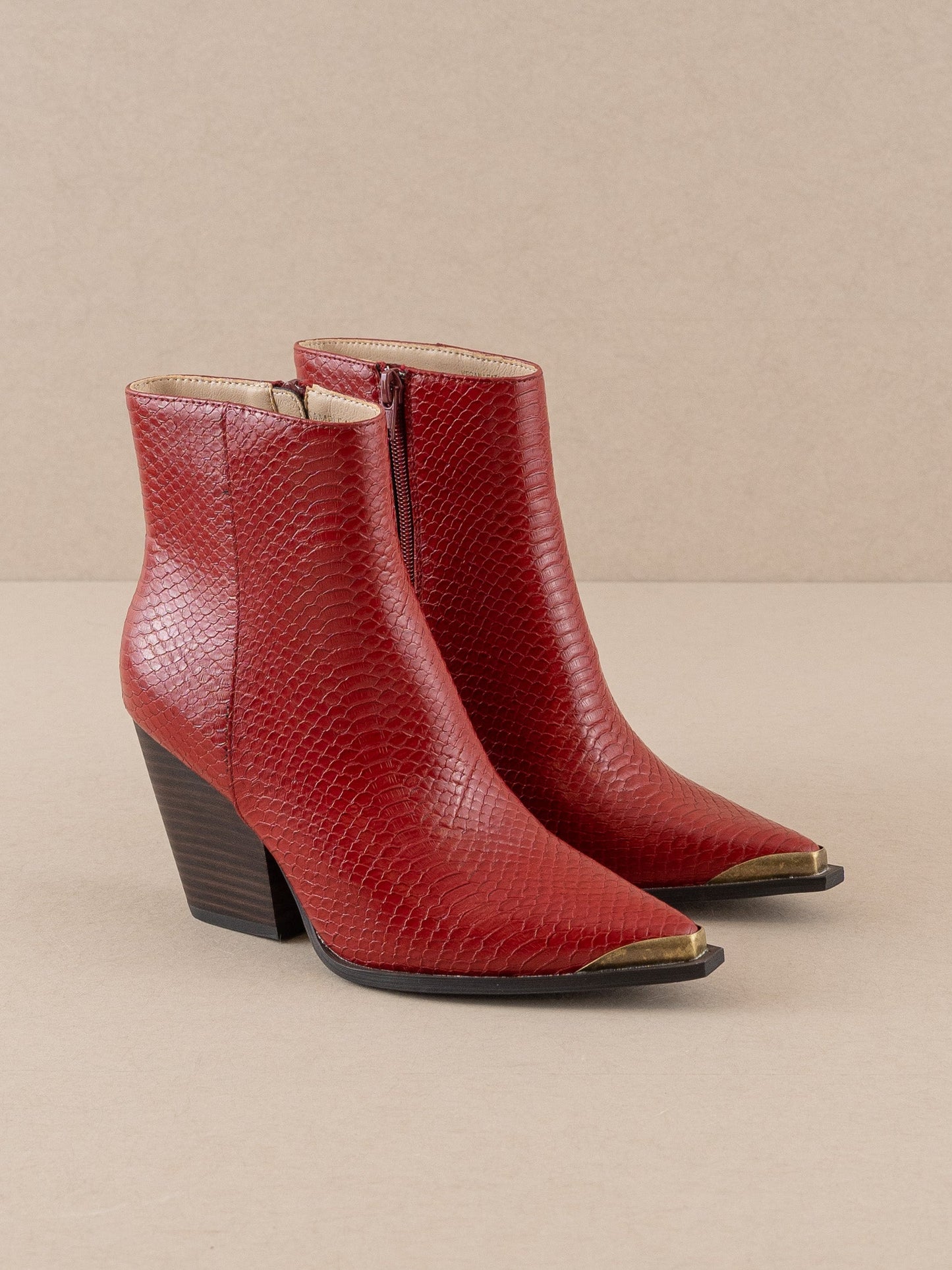 The Frankie | Red Pointed Toe Cap Bootie