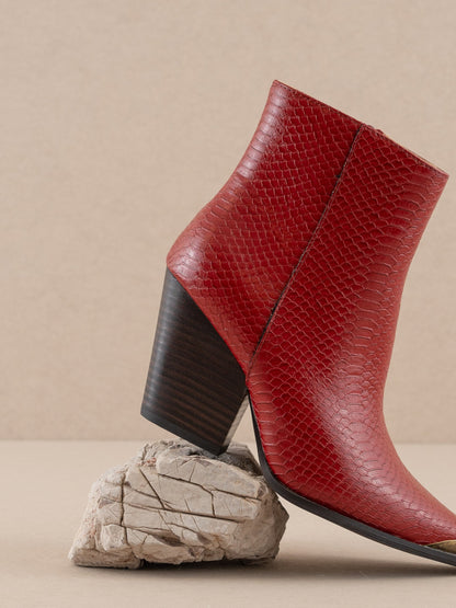 The Frankie | Red Pointed Toe Cap Bootie