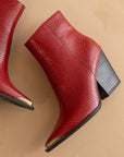The Frankie | Red Snake Skin Pointed Toe Cap Bootie