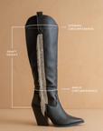 The Glasgow | White Knee high Cowgirl boot with rhinestone fringe  *final sale*