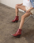The Frankie | Red Snake Skin Pointed Toe Cap Bootie