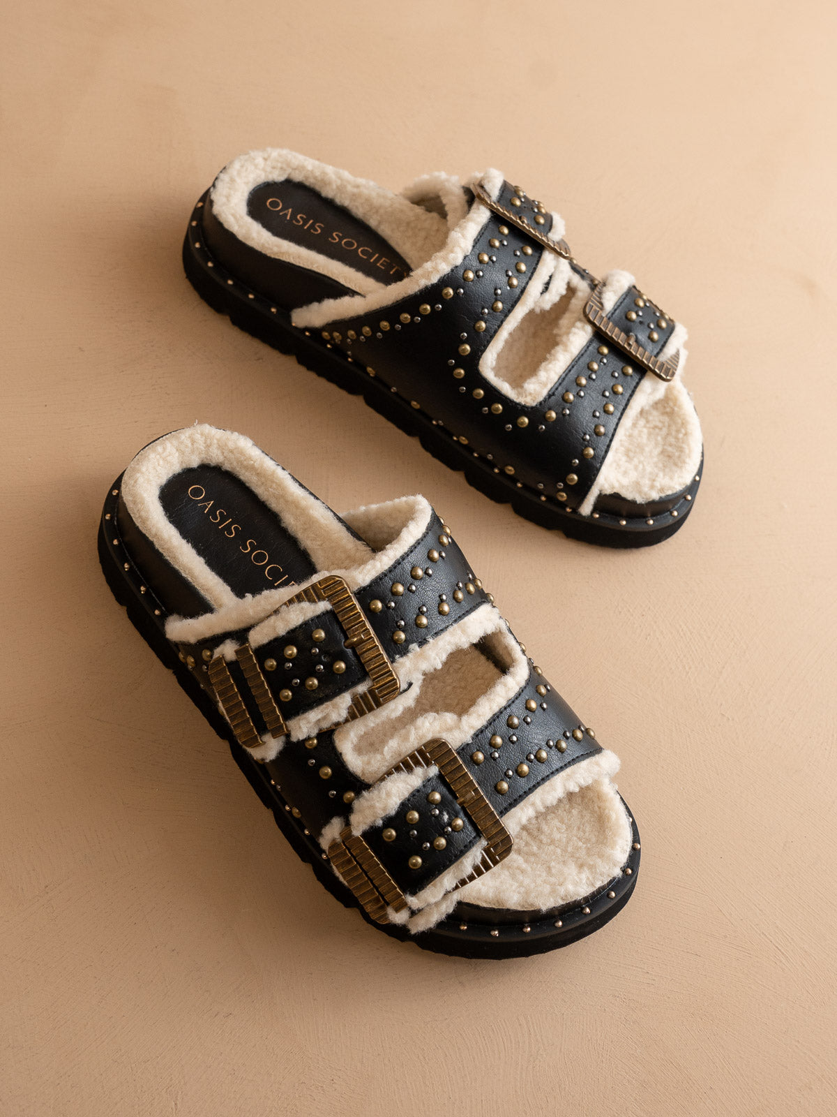 The Gaylen | Black Fleece Lined Slipper Slide * FINAL SALE
